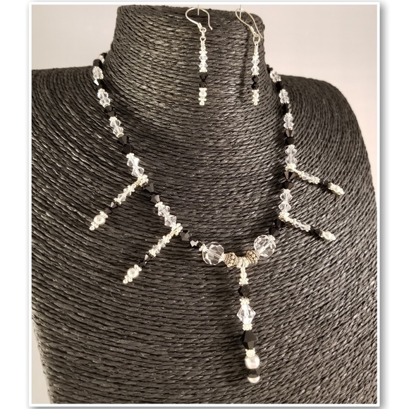 Black and Clear Swarovski and Sterling Silver Set - Picture 8 of 8